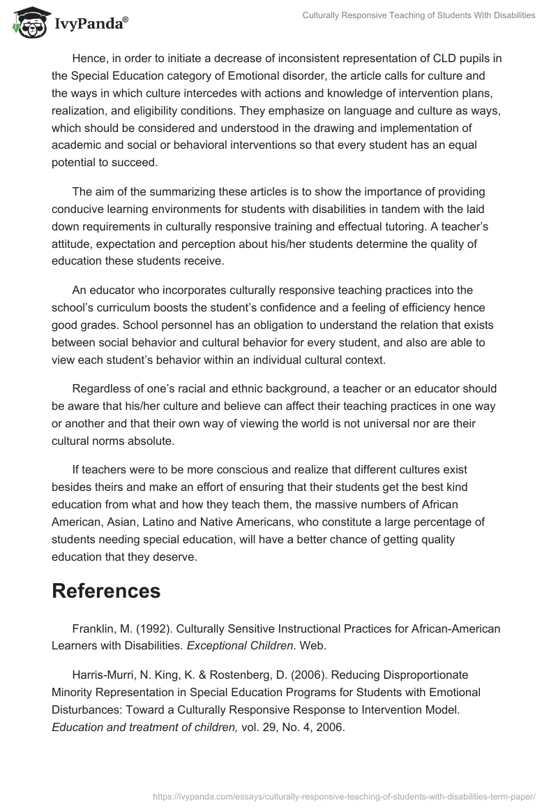 Culturally Responsive Teaching of Students With Disabilities. Page 4