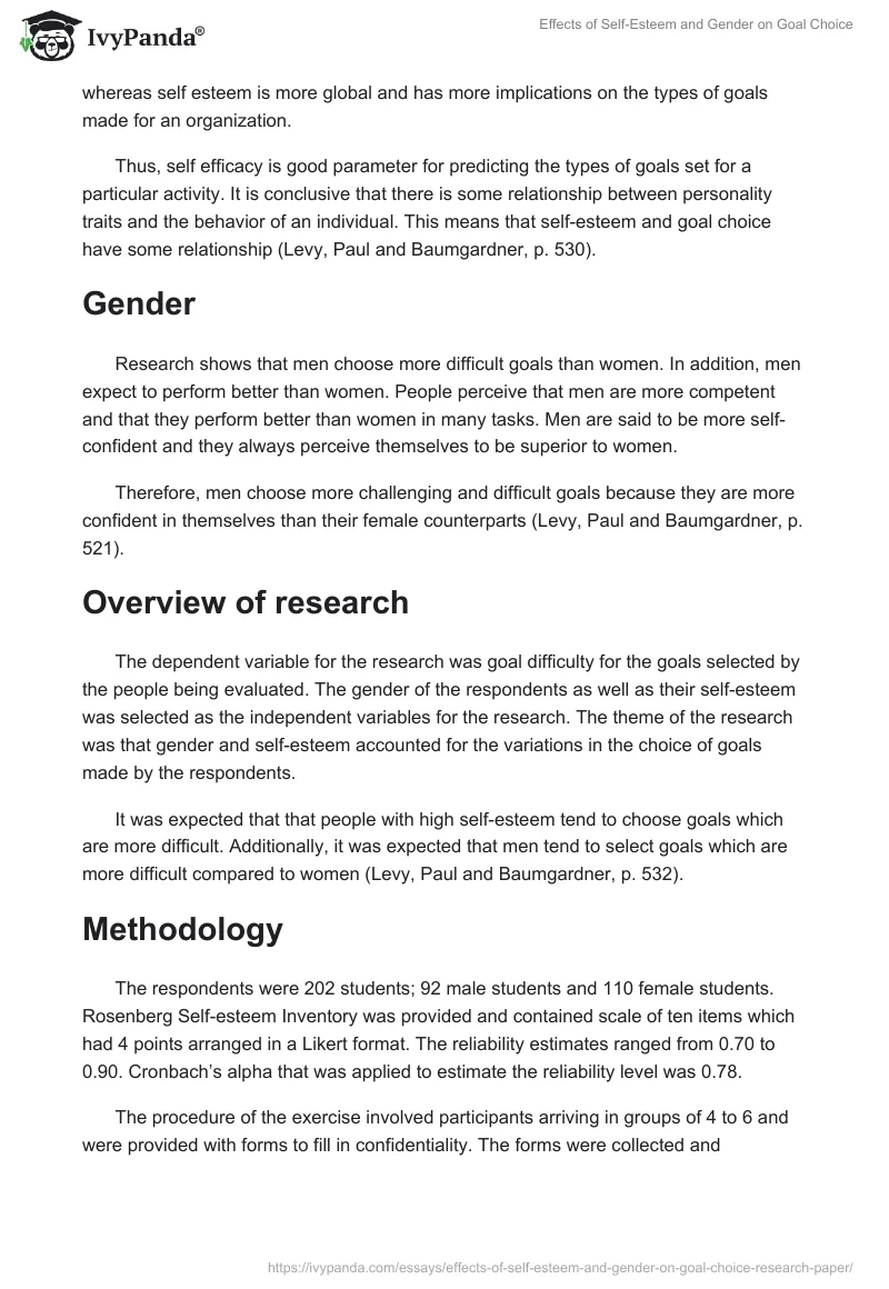 Effects of Self-Esteem and Gender on Goal Choice. Page 3