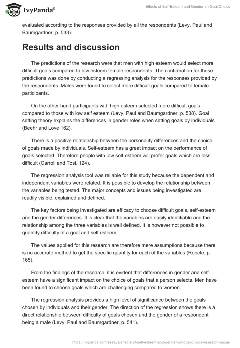 Effects of Self-Esteem and Gender on Goal Choice. Page 4