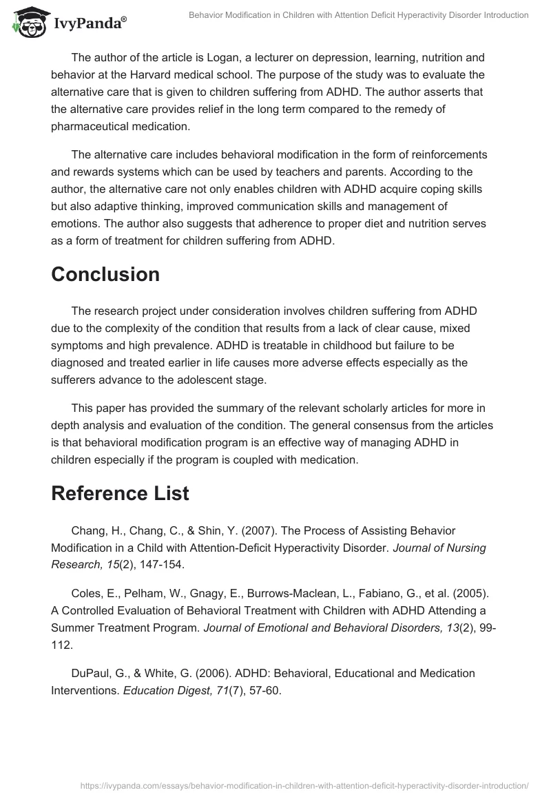 Behavior Modification in Children With Attention Deficit Hyperactivity Disorder Introduction. Page 5