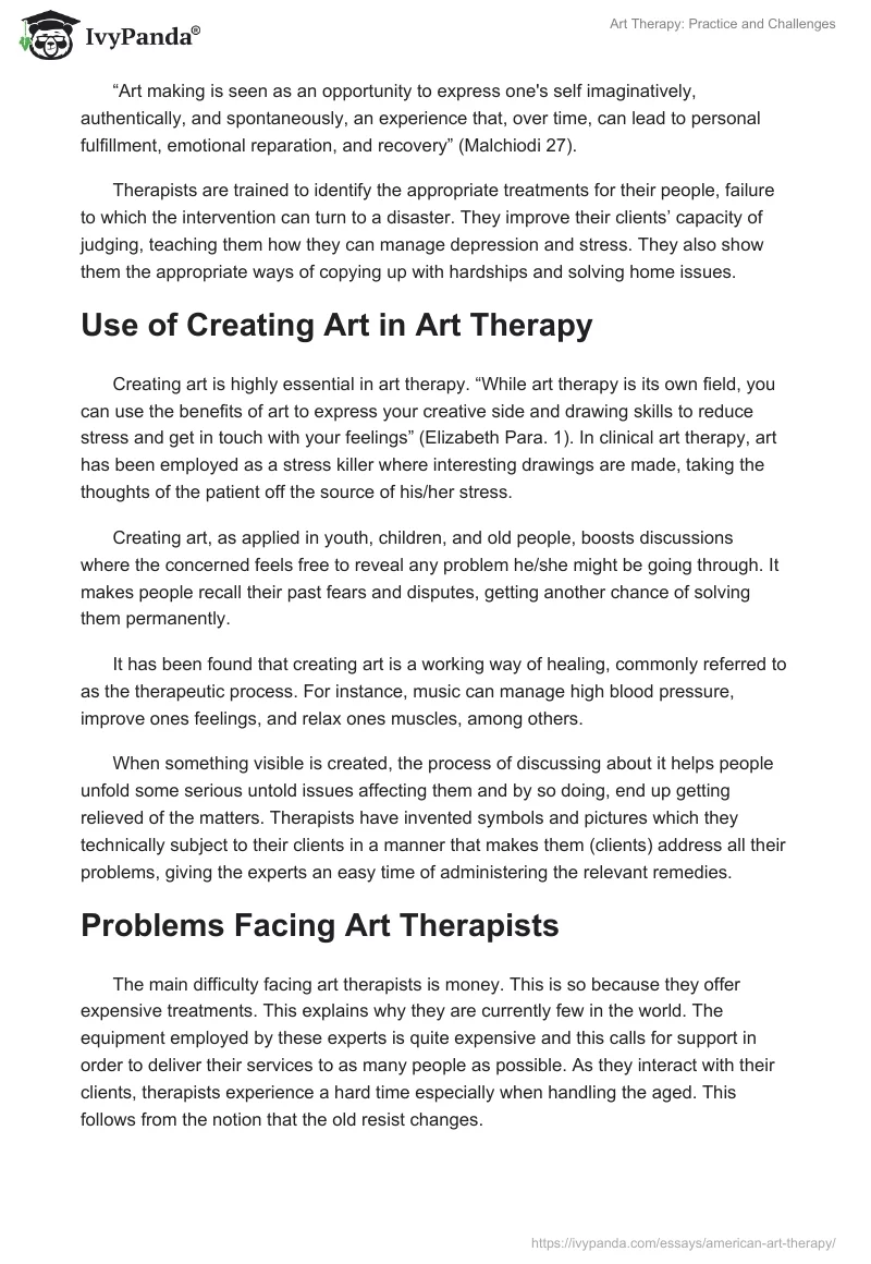 Art Therapy: Practice and Challenges. Page 2