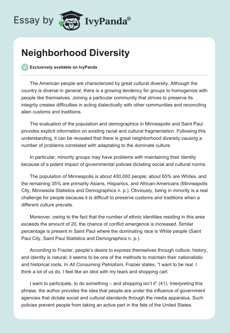 Neighborhood Diversity. Page 1