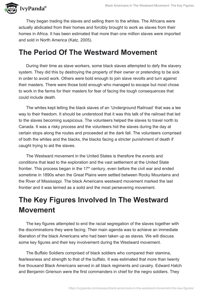 Black Americans In The Westward Movement: The Key Figures. Page 2