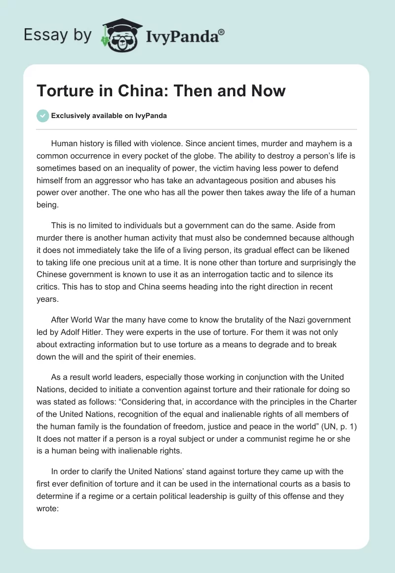 Torture in China: Then and Now. Page 1