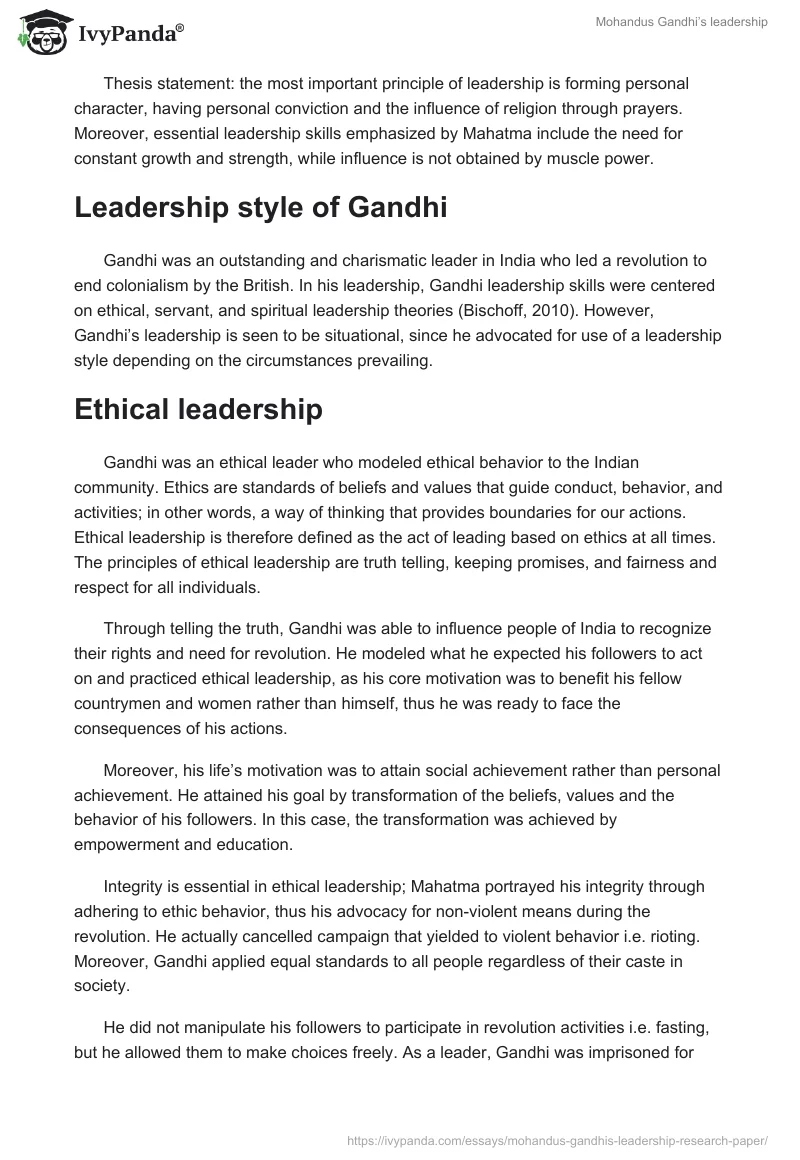 Mohandus Gandhi’s leadership. Page 2