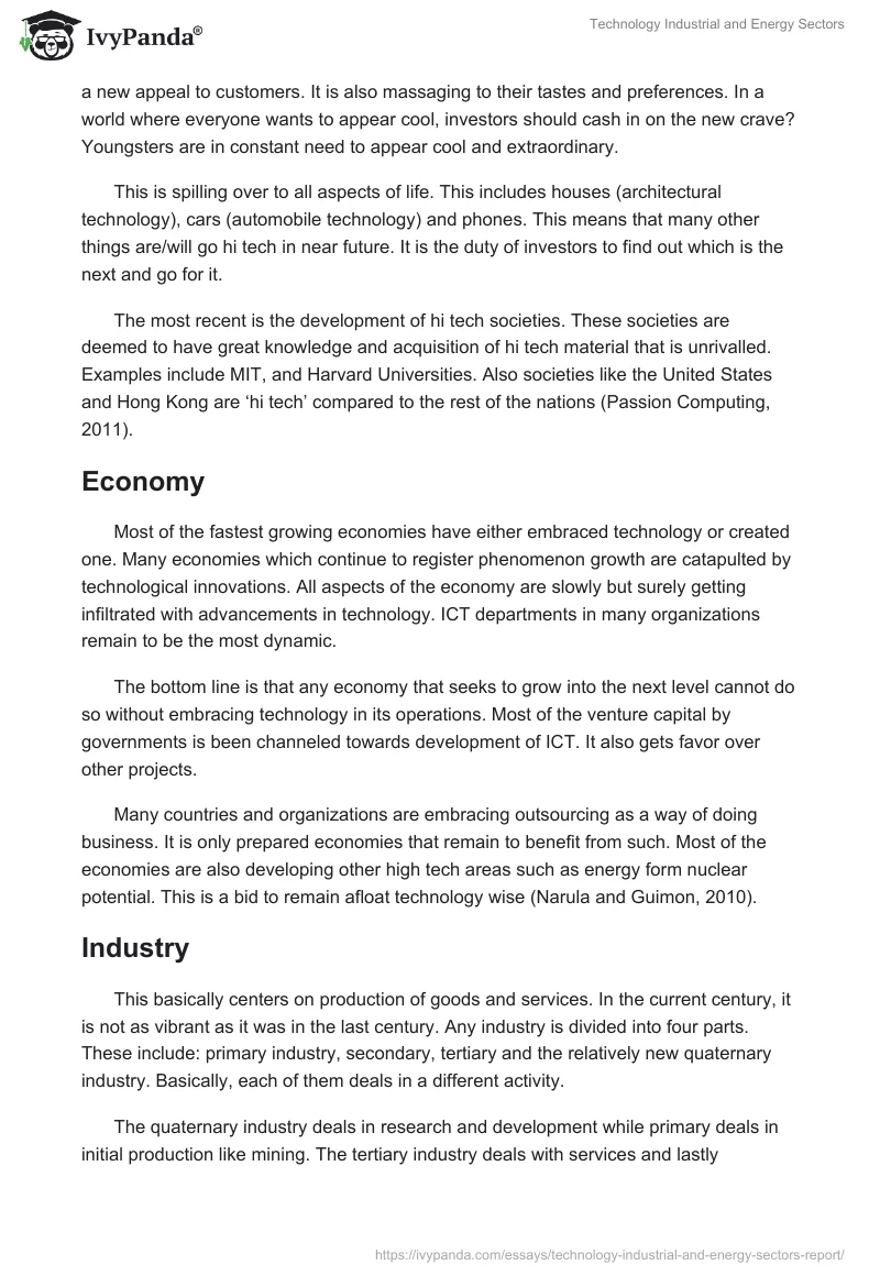 Technology Industrial and Energy Sectors. Page 5