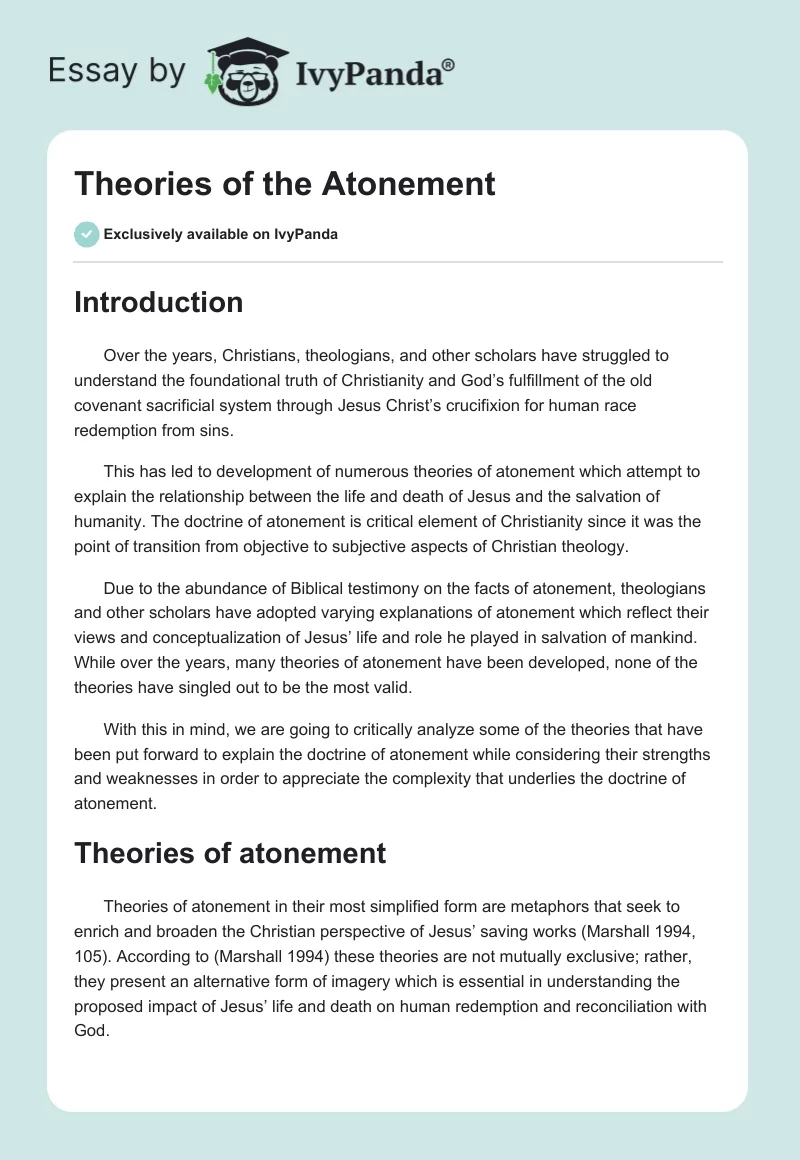 Theories of the Atonement. Page 1