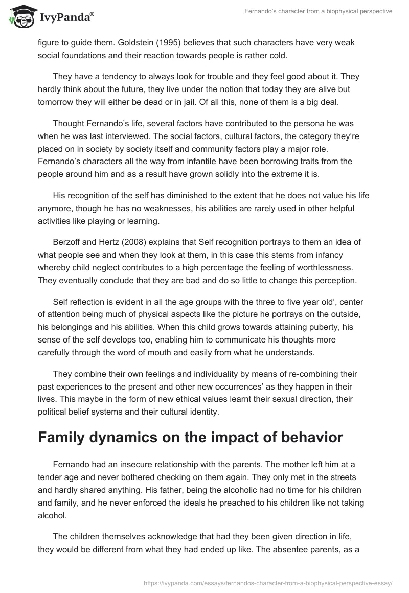 Fernando’s character from a biophysical perspective. Page 2