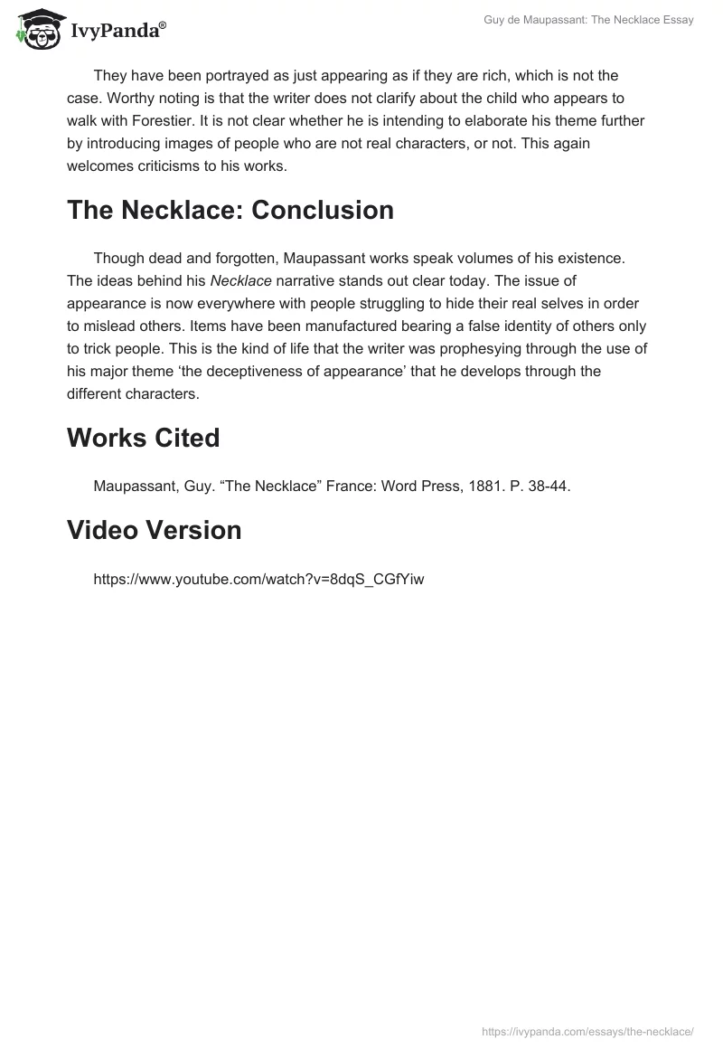 Guy de Maupassant: "The Necklace" Essay. Page 3