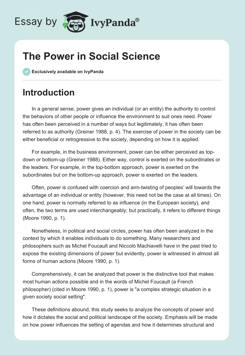The Power in Social Science. Page 1