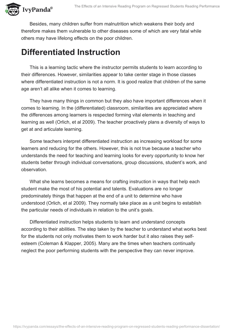 The Effects of an Intensive Reading Program on Regressed Students Reading Performance. Page 5