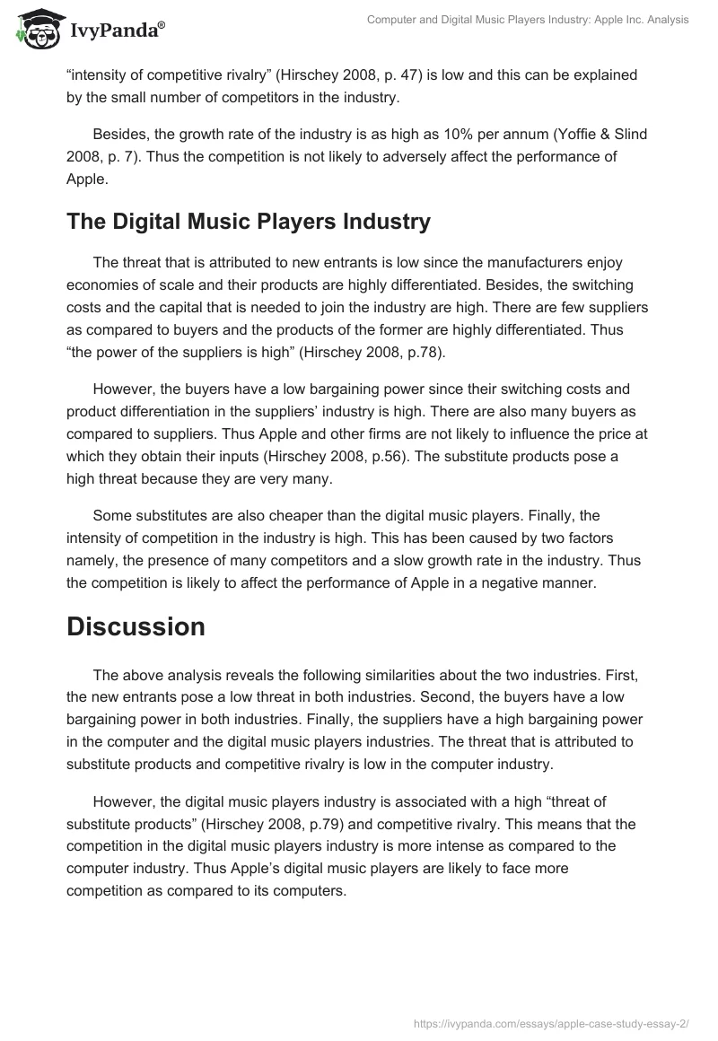 Computer and Digital Music Players Industry: Apple Inc. Analysis. Page 2