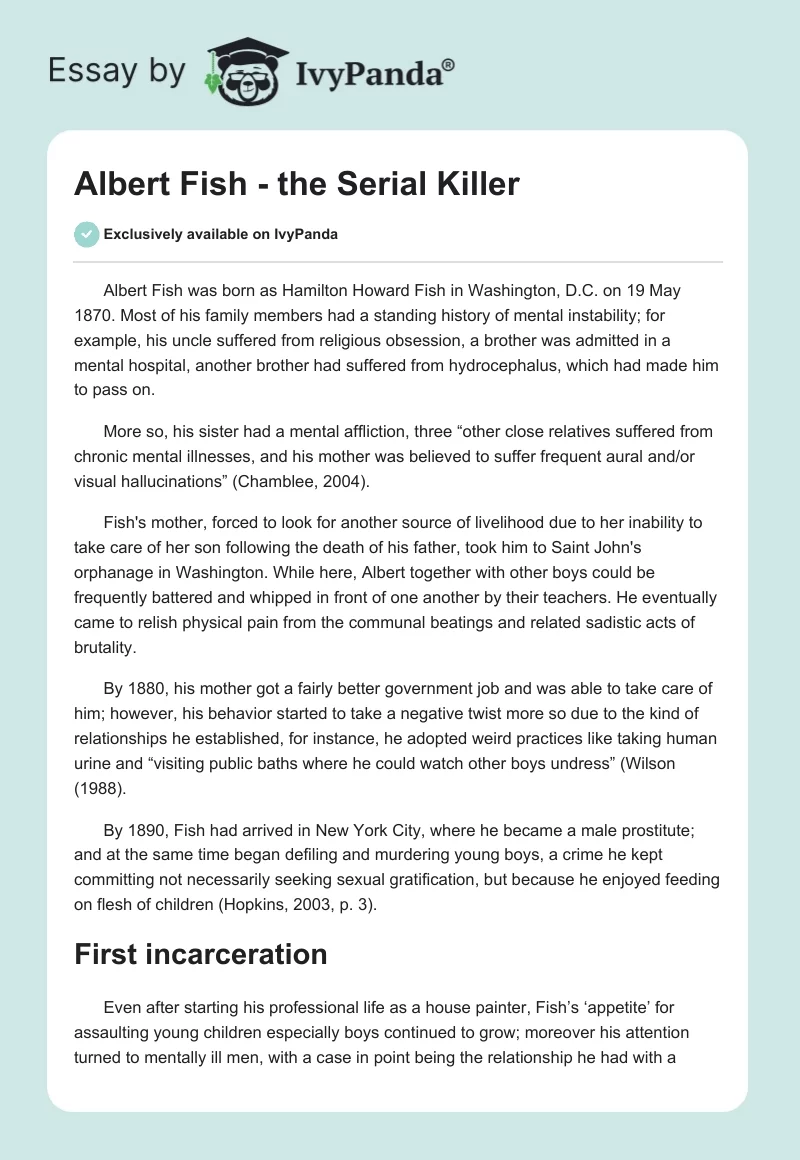 Albert Fish - the Serial Killer. Page 1