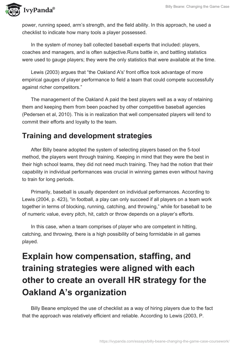 Billy Beane: Changing the Game Case. Page 2