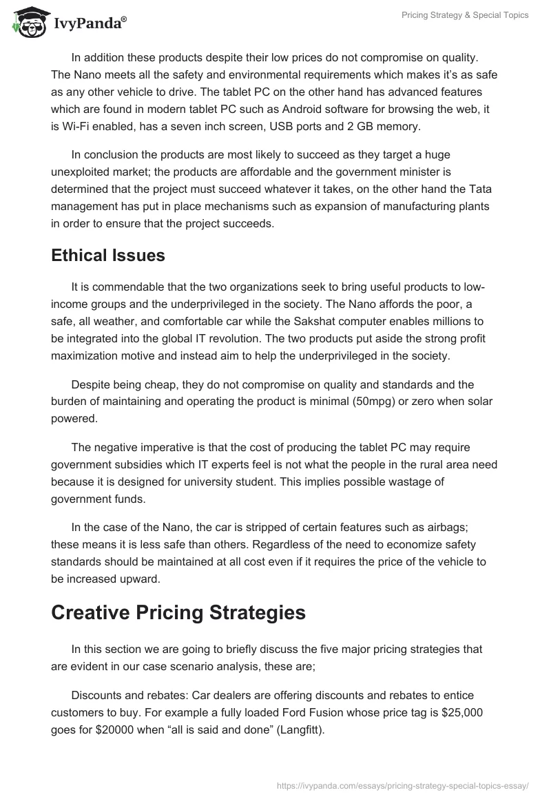 Pricing Strategy & Special Topics. Page 2