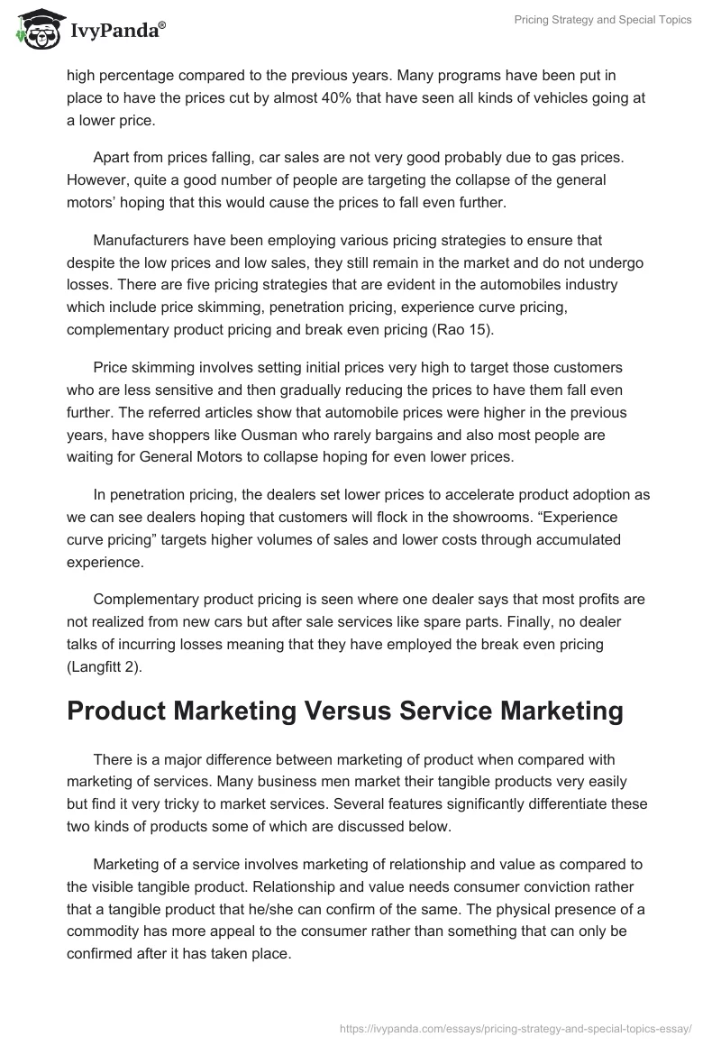 Pricing Strategy and Special Topics. Page 2