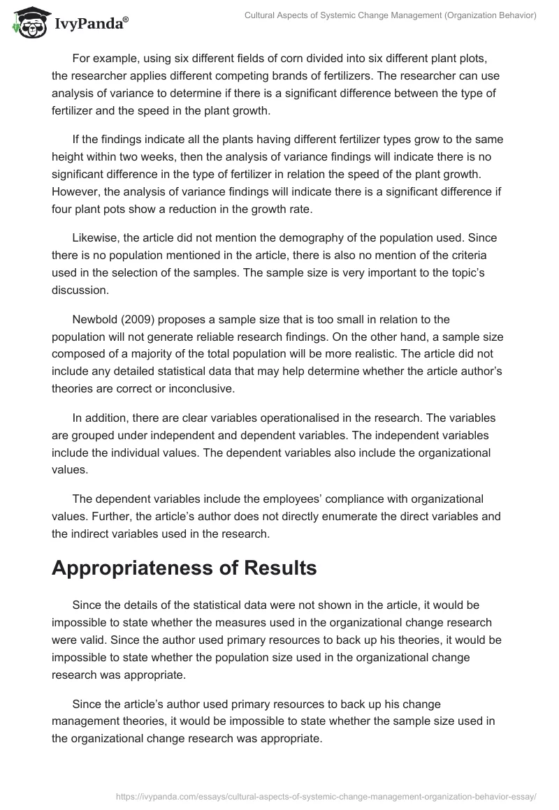 Cultural Aspects of Systemic Change Management (Organization Behavior). Page 4