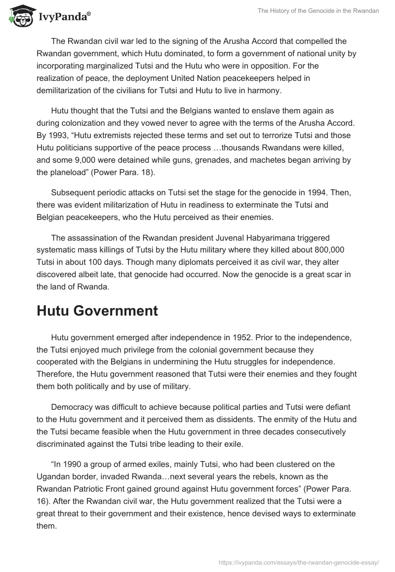 The History of the Genocide in the Rwandan. Page 2