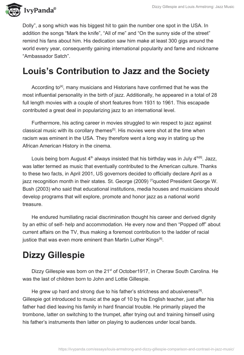 Dizzy Gillespie and Louis Armstrong: Jazz Music. Page 2
