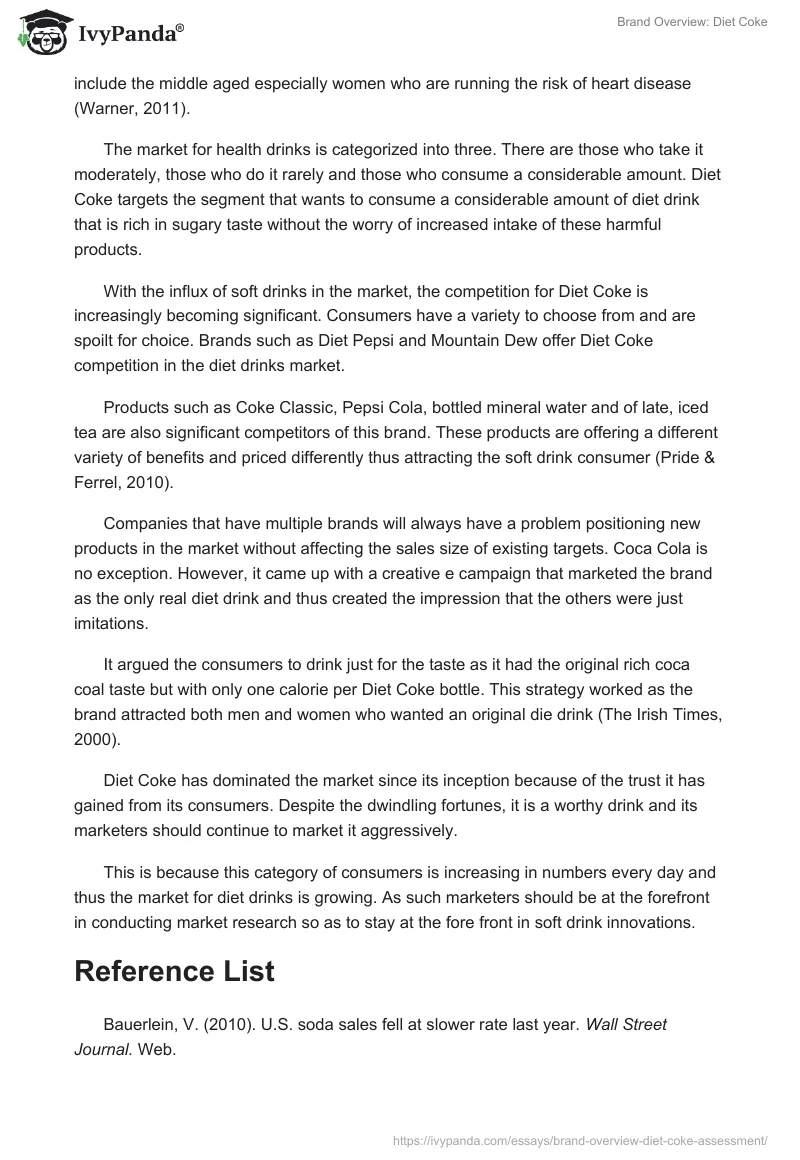 Brand Overview: Diet Coke. Page 3