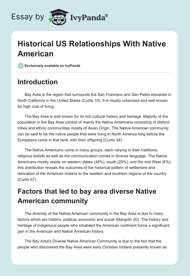 Historical US Relationships With Native American. Page 1