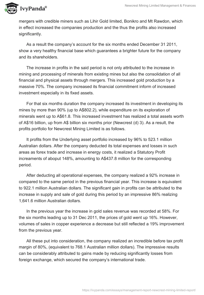 Newcrest Mining Limited Management & Finances. Page 5