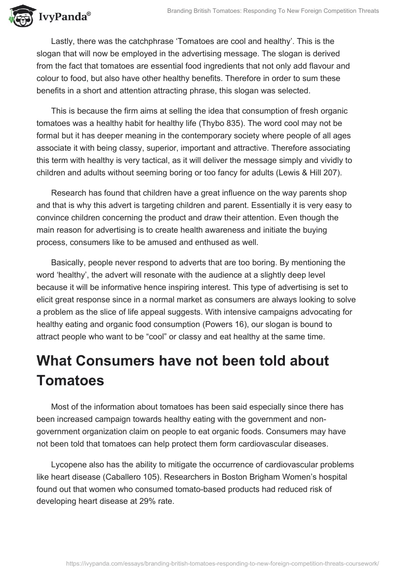 Branding British Tomatoes: Responding to New Foreign Competition Threats. Page 4