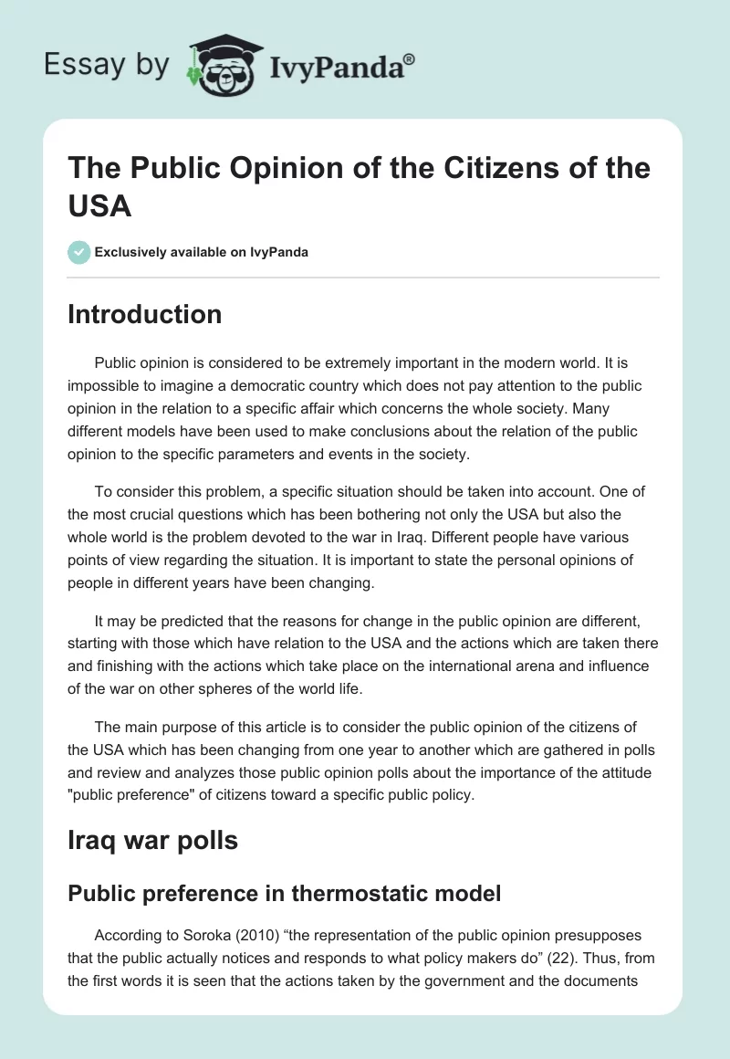 The Public Opinion of the Citizens of the USA. Page 1