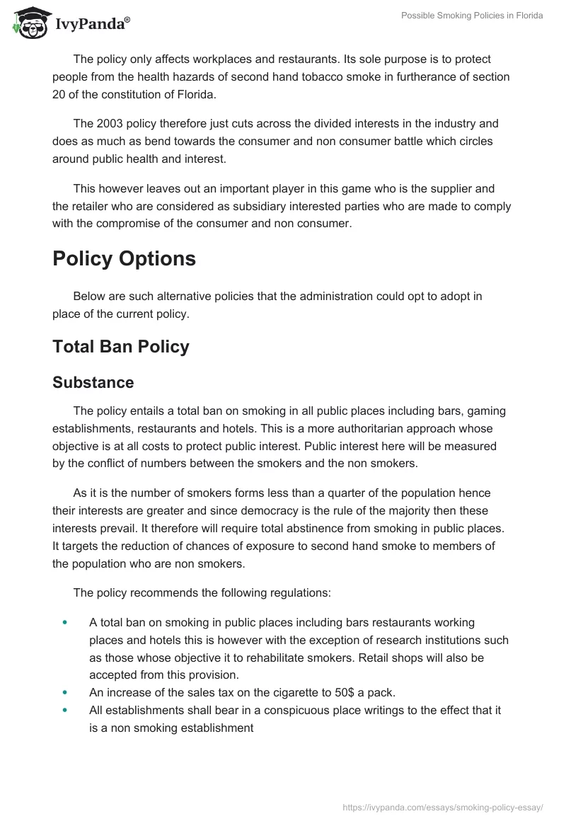 Possible Smoking Policies in Florida. Page 3