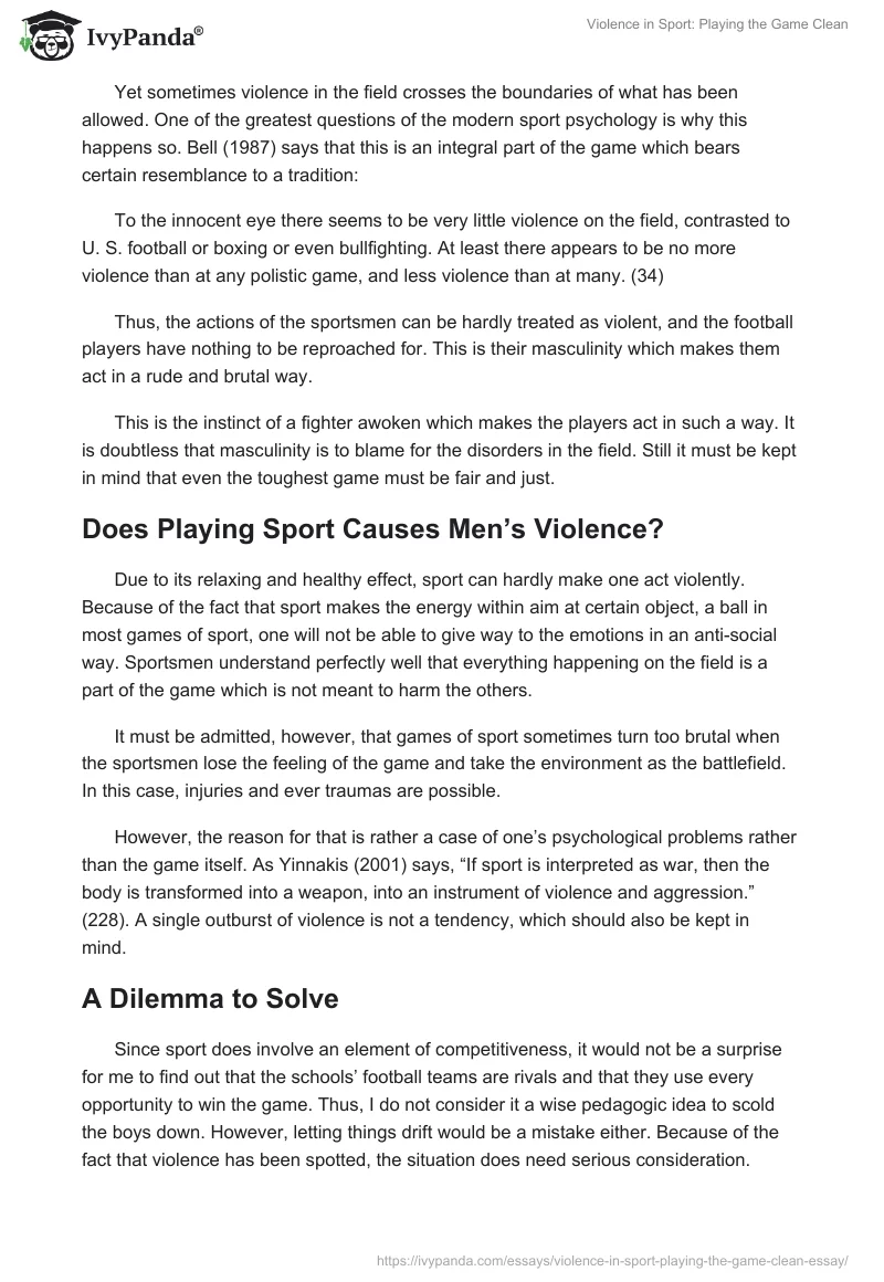 Violence in Sport: Playing the Game Clean. Page 2