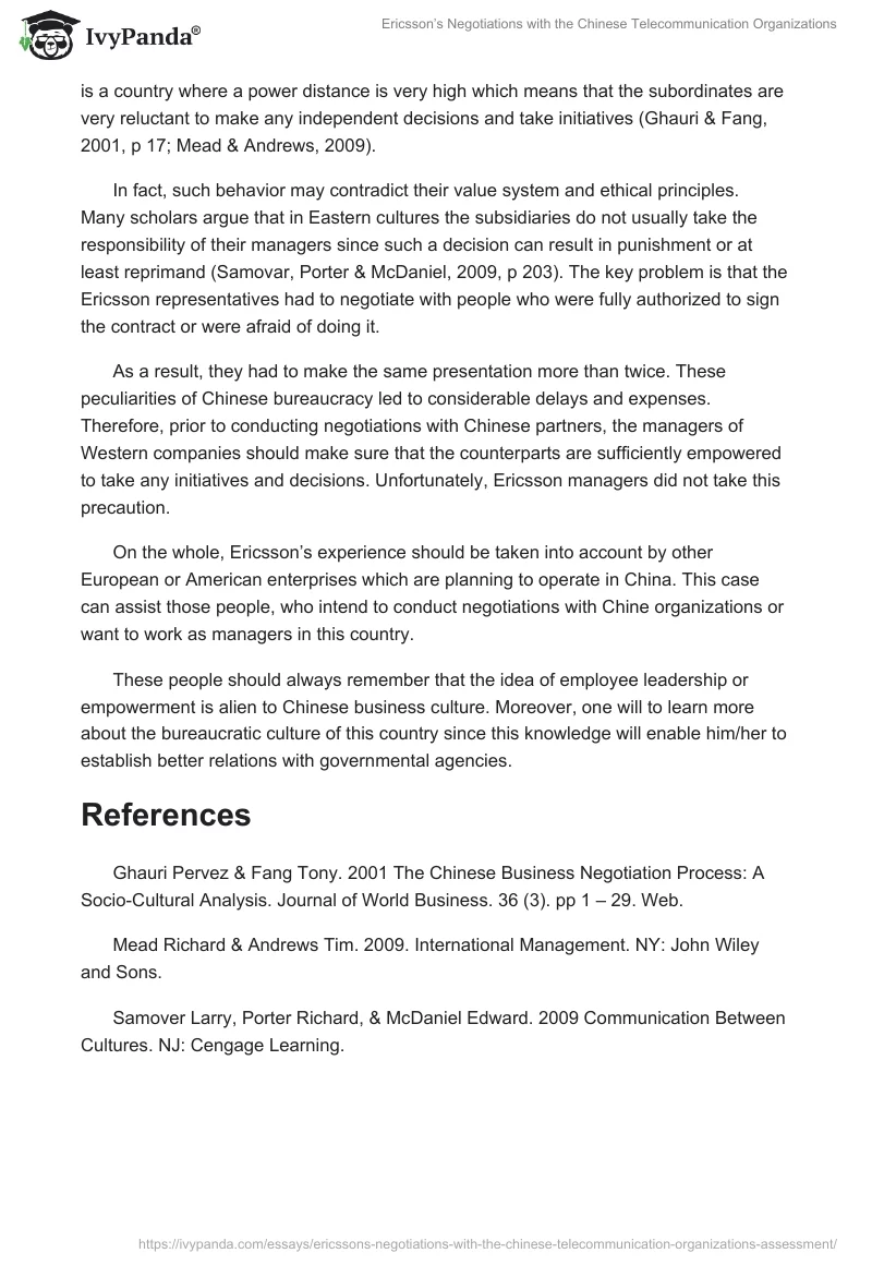 Ericsson’s Negotiations With the Chinese Telecommunication Organizations. Page 2