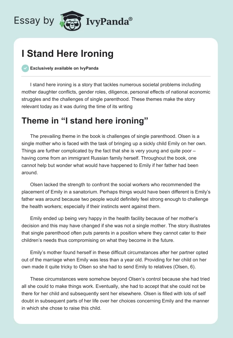 I Stand Here Ironing. Page 1