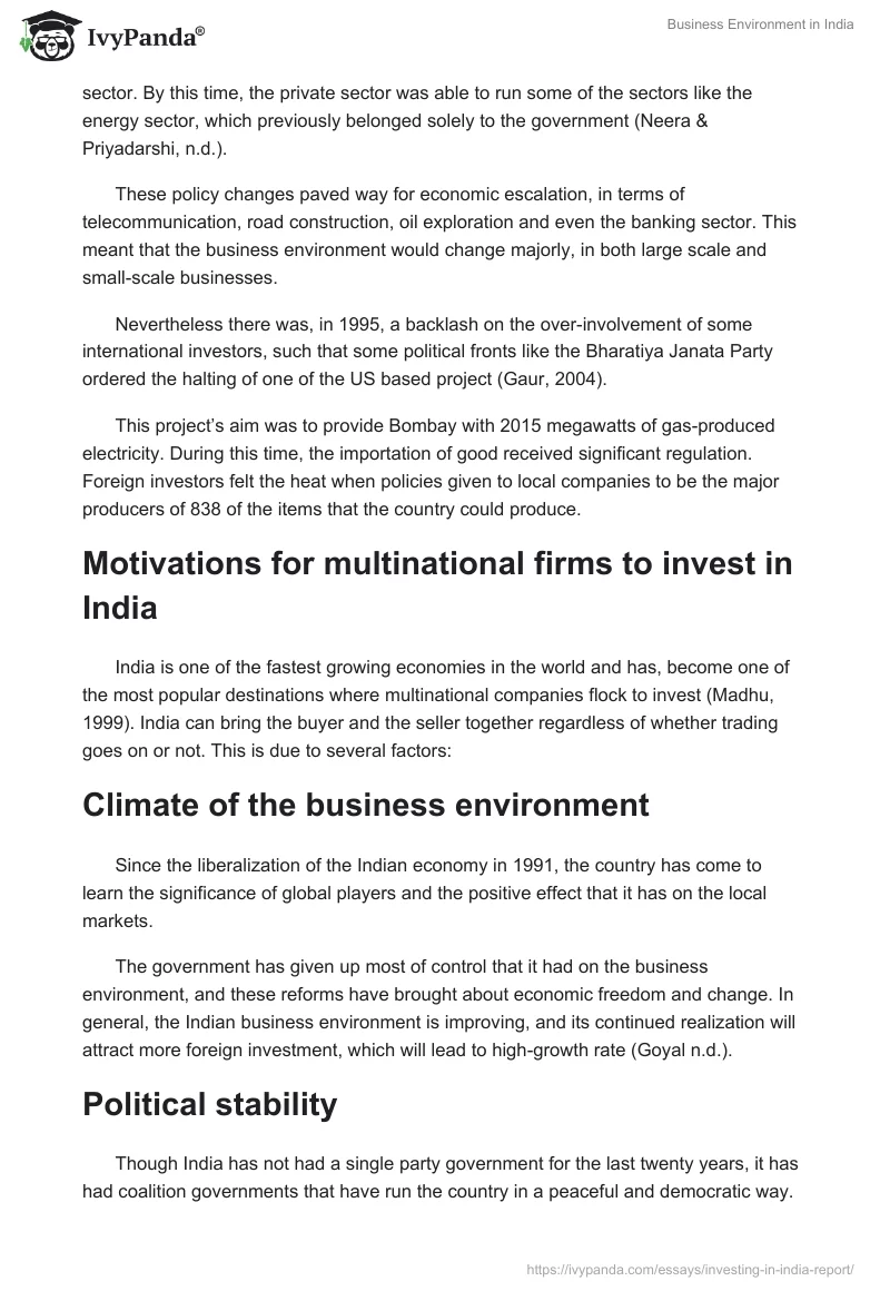 Business Environment in India. Page 3