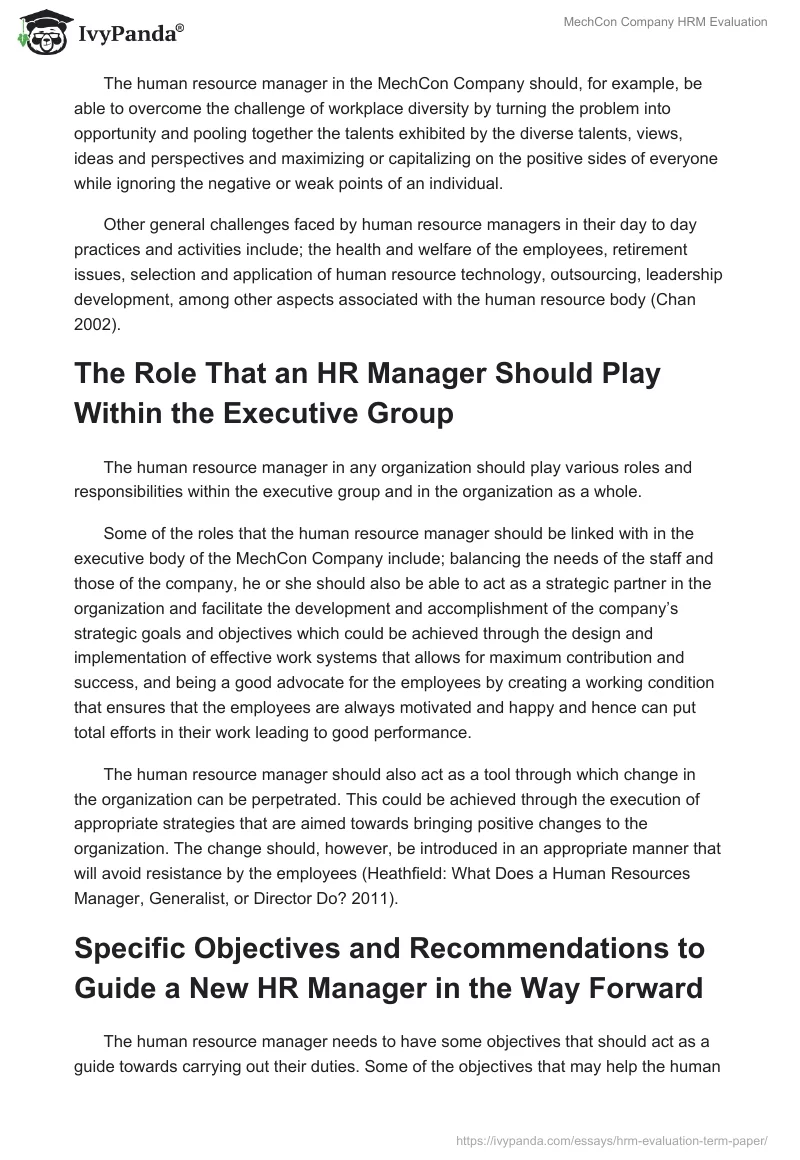 MechCon Company HRM Evaluation. Page 3