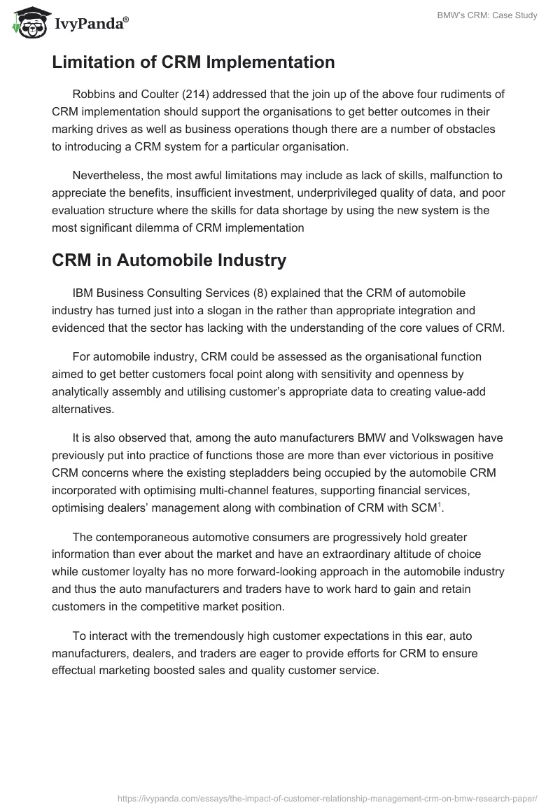 BMW’s CRM: Case Study. Page 4