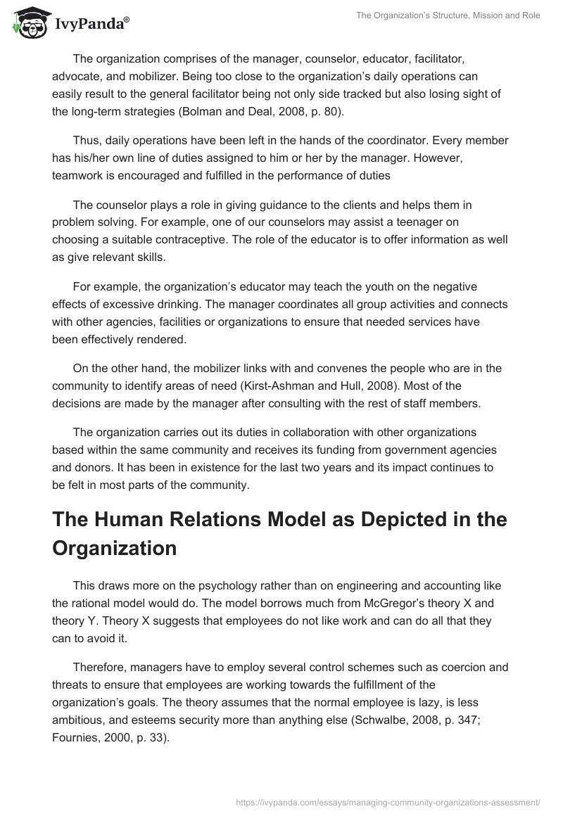 The Organization’s Structure, Mission and Role. Page 2