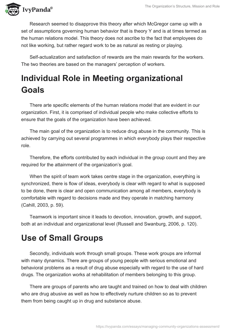 The Organization’s Structure, Mission and Role. Page 3