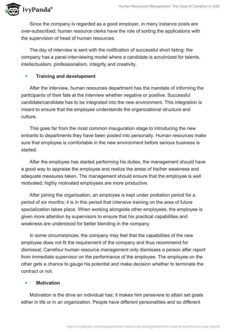 Human Resources Management: The Case of Carrefour in UAE. Page 5