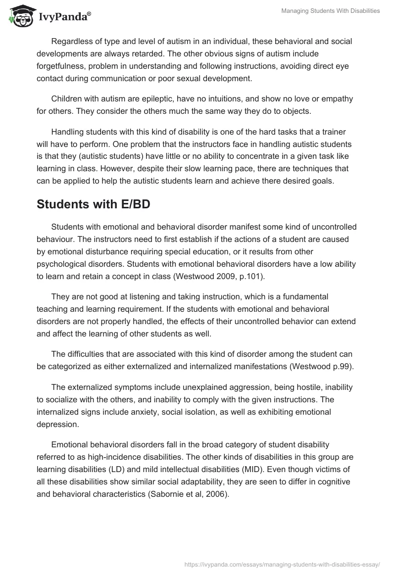 Managing Students With Disabilities. Page 2