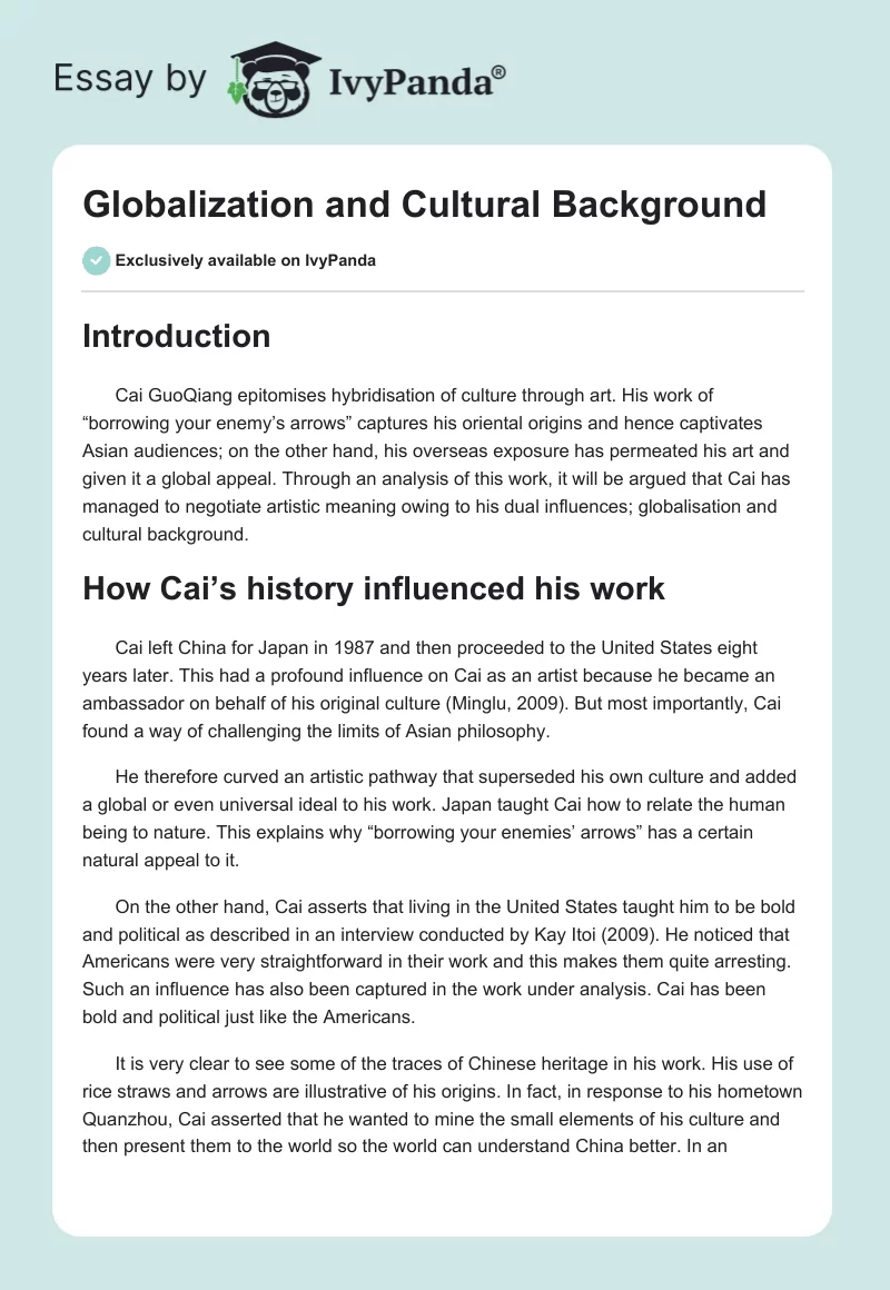 Globalization and Cultural Background. Page 1