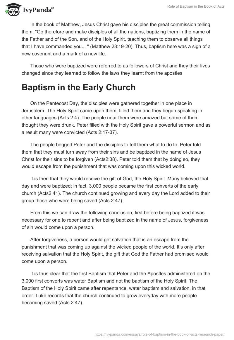 Role of Baptism in the Book of Acts. Page 4