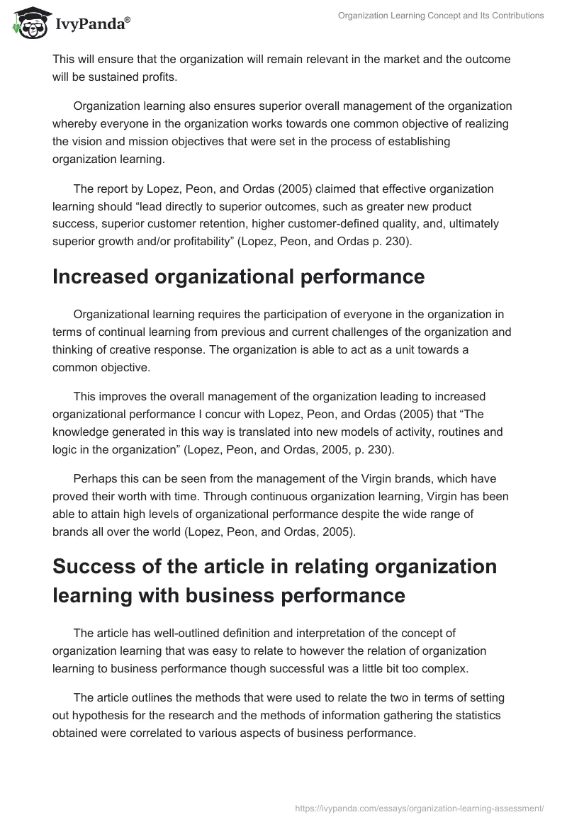 Organization Learning Concept and Its Contributions. Page 3