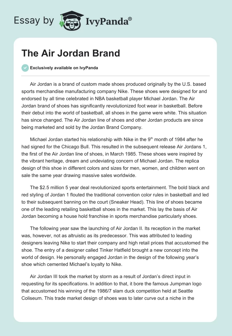 The Air Jordan Brand. Page 1