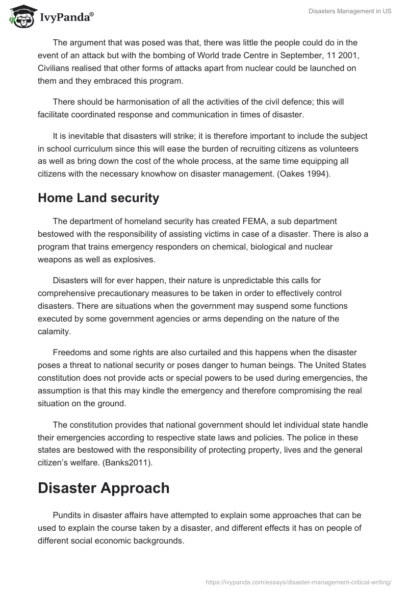 Disasters Management in US. Page 2