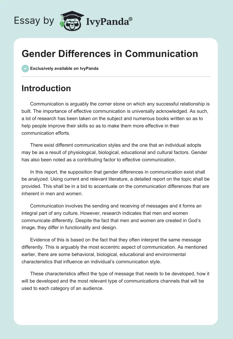 Gender Differences in Communication. Page 1