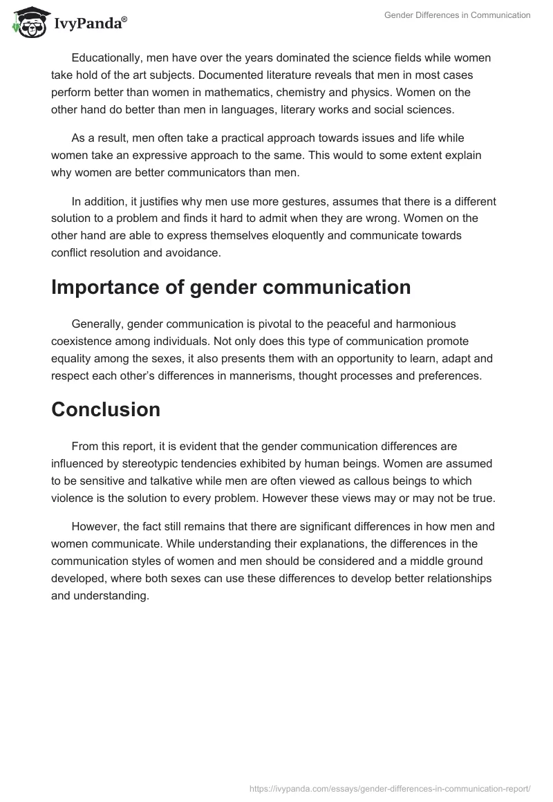 Gender Differences in Communication. Page 3