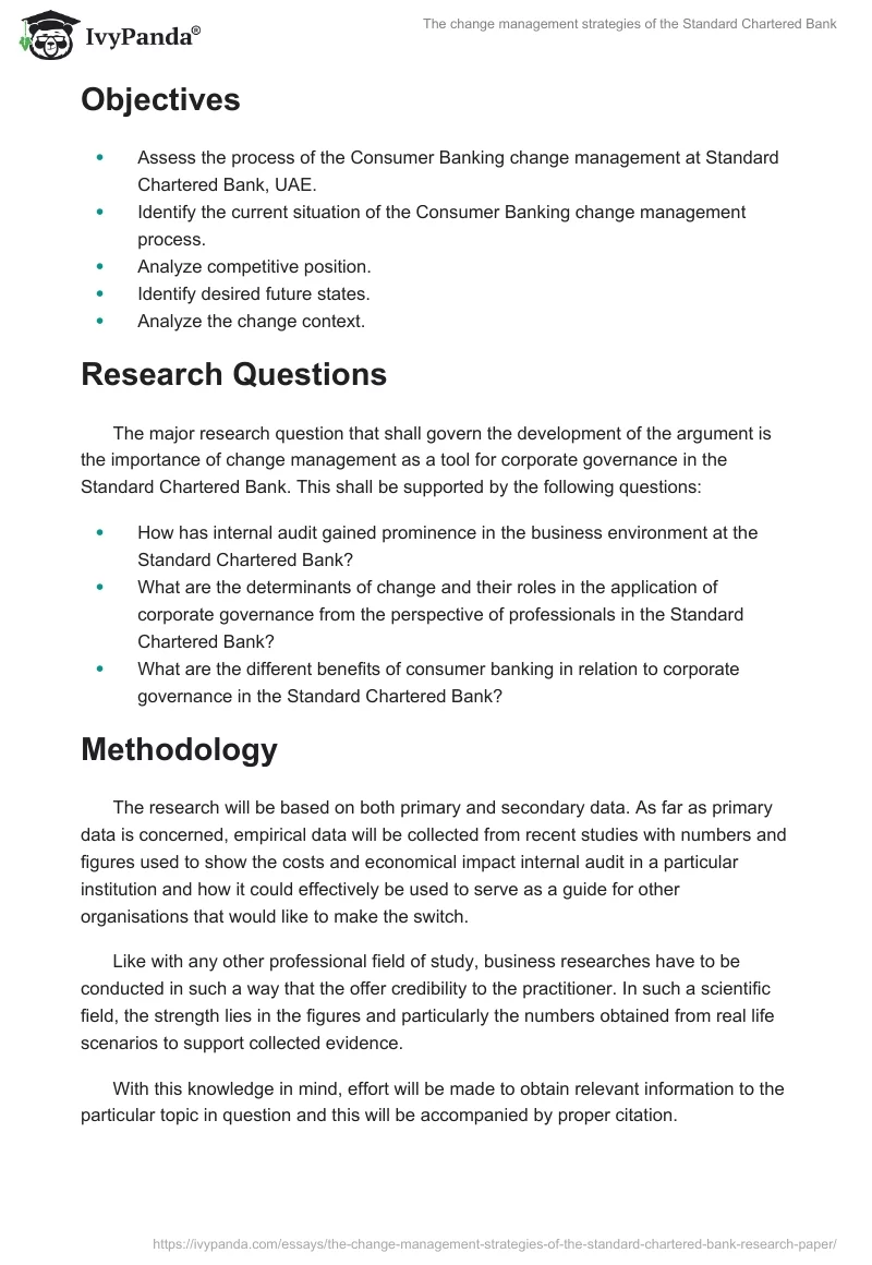 The change management strategies of the Standard Chartered Bank. Page 2
