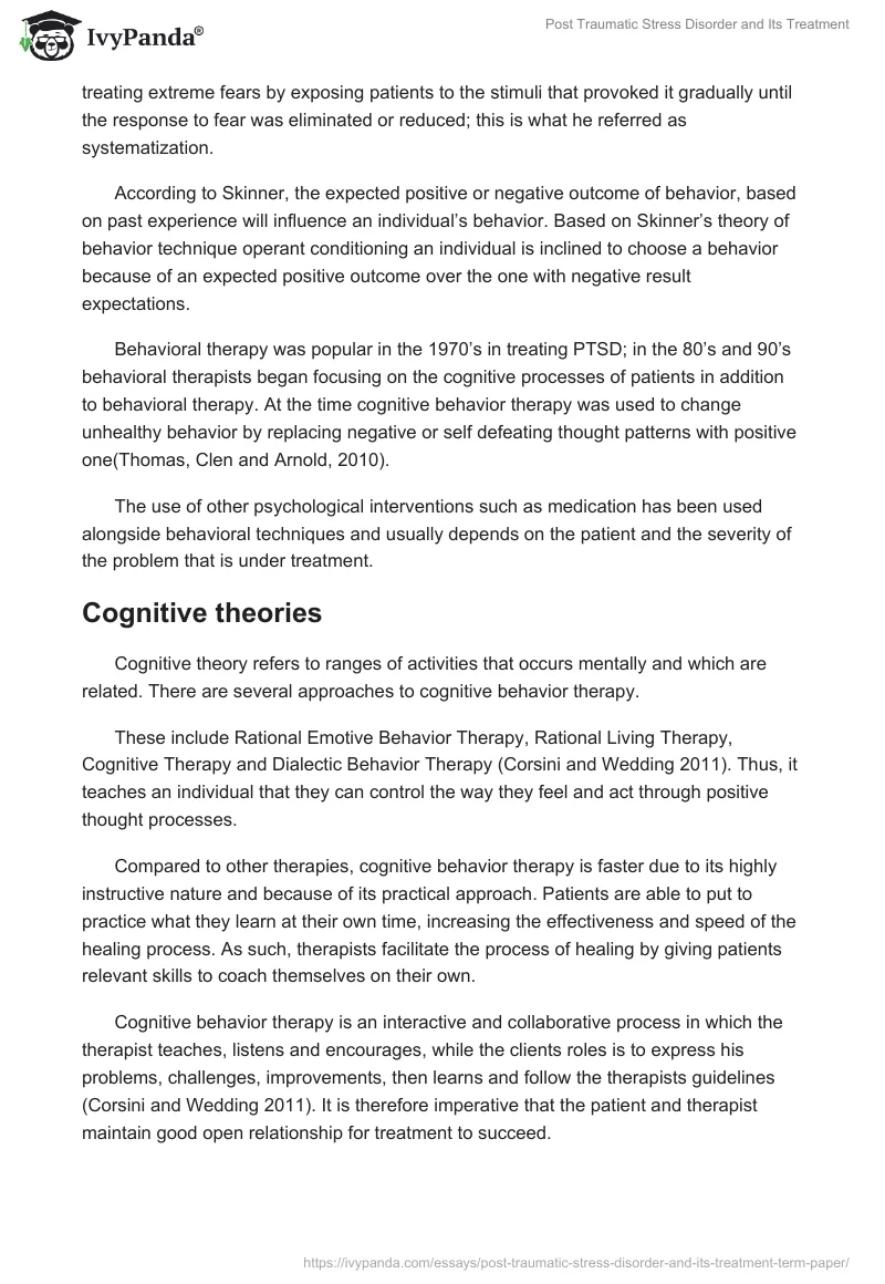 Post Traumatic Stress Disorder and Its Treatment. Page 2