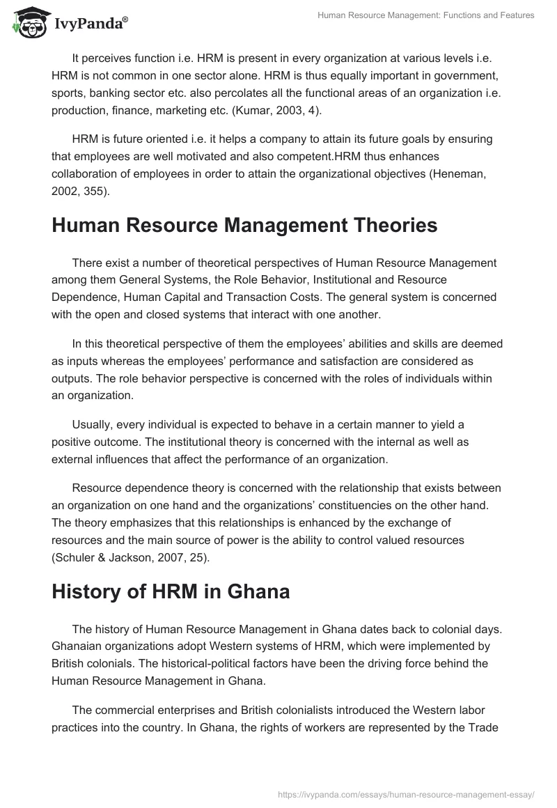 Human Resource Management: Functions and Features. Page 3
