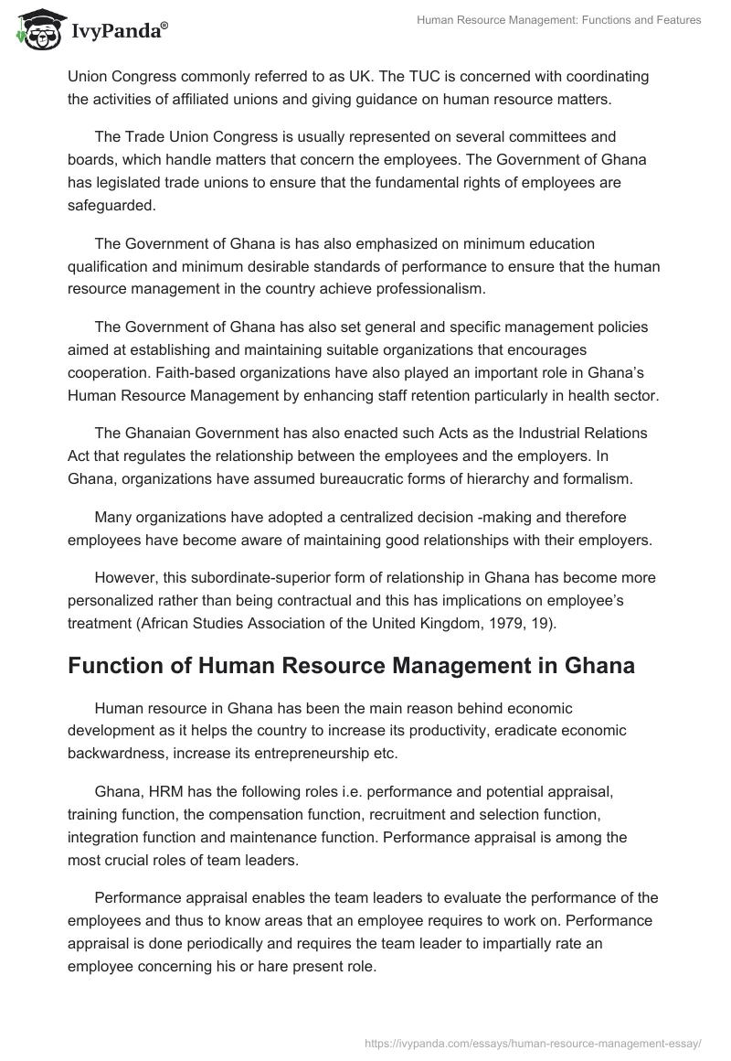 Human Resource Management: Functions and Features. Page 4